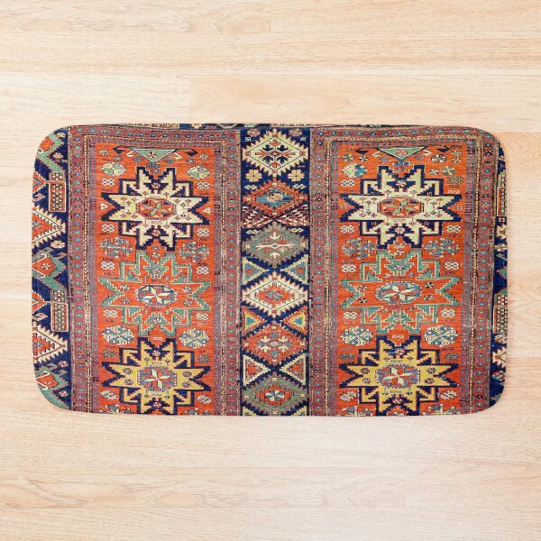 Item preview, Southwestern Farmhouse V // 19th Century Colorful Red Yellow Blue Green Aztec Farm Stars Rug designed and sold by vintagepatterns.