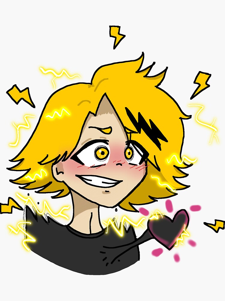 "Denki Kaminari Electric Love" Sticker by spiderfran Redbubble