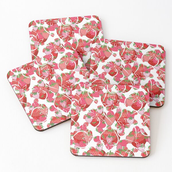 Item preview, pink red strawberry fruit pattern designed and sold by nerobi.