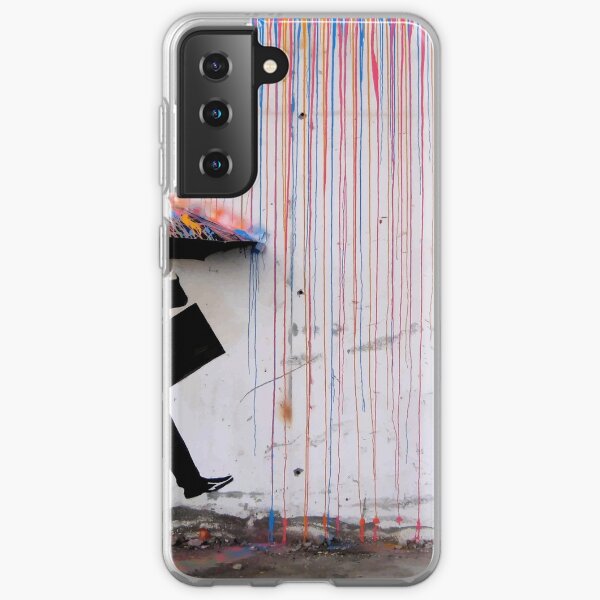 Banksy Umbrella Rainbow Happy Girl Samsung Galaxy Soft Case