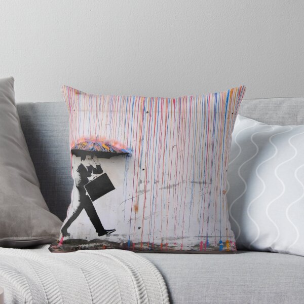 Aperçu de l'œuvre Banksy Parapluie Rainbow Happy Girl créée et vendue par bufumofo.