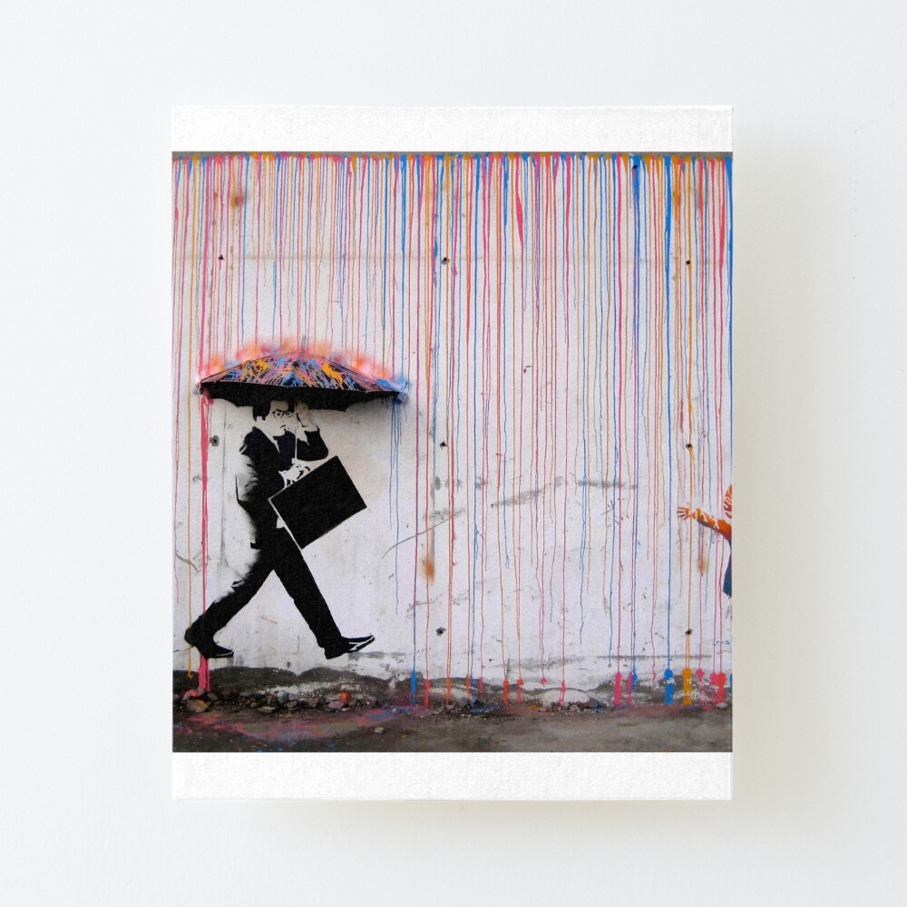 Banksy Umbrella Rainbow Happy Girl