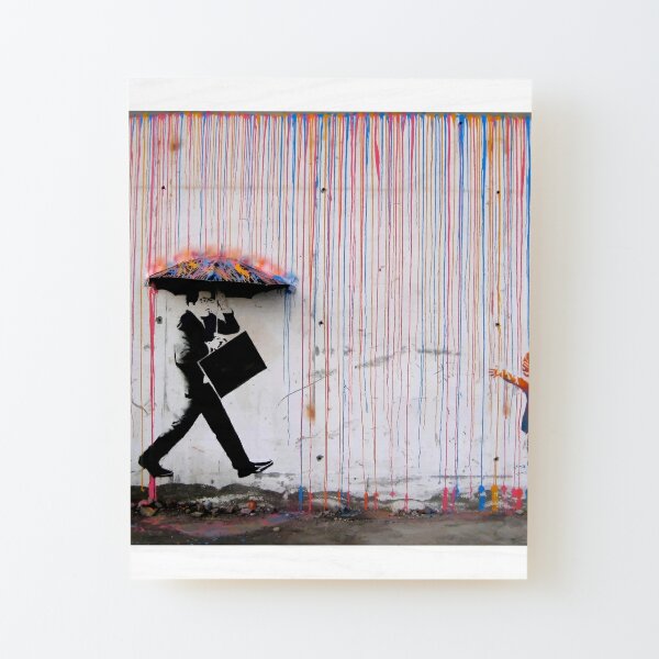 Banksy Umbrella Rainbow Happy Girl | Poster