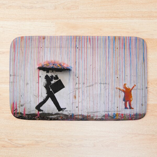 Item preview, Banksy Umbrella Rainbow Happy Girl designed and sold by bufumofo.
