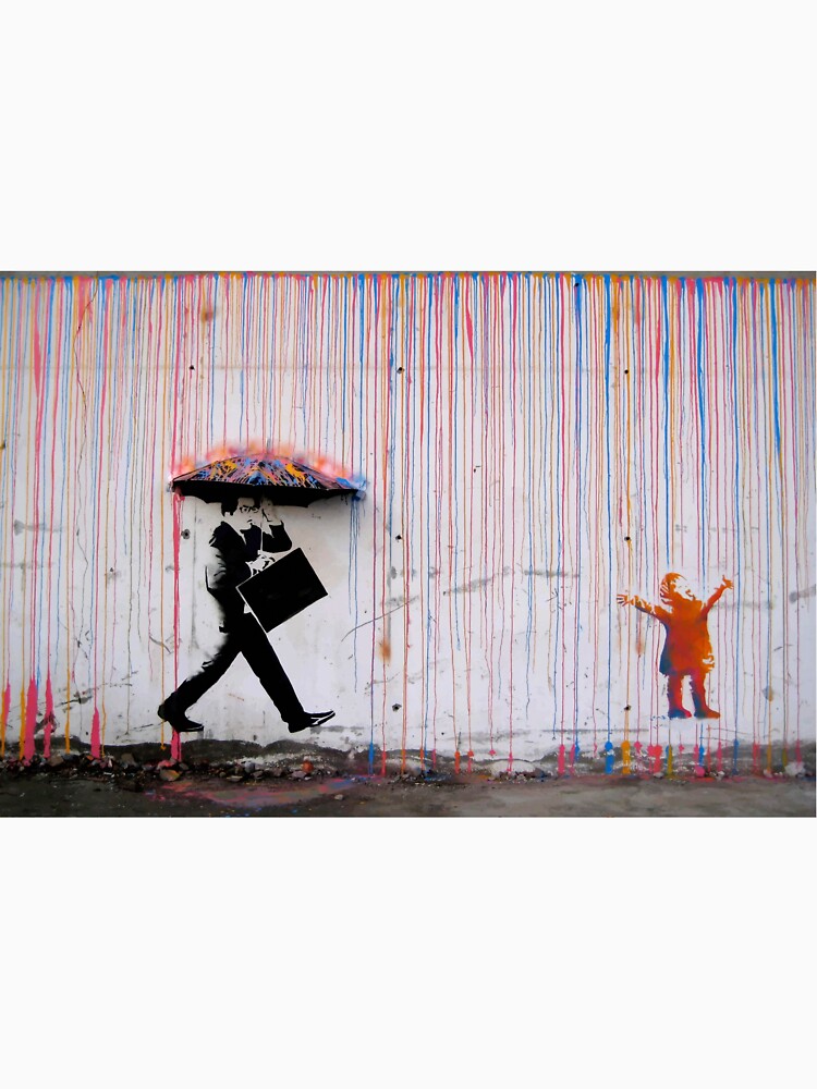 Banksy Umbrella Rainbow Happy Girl by bufumofo