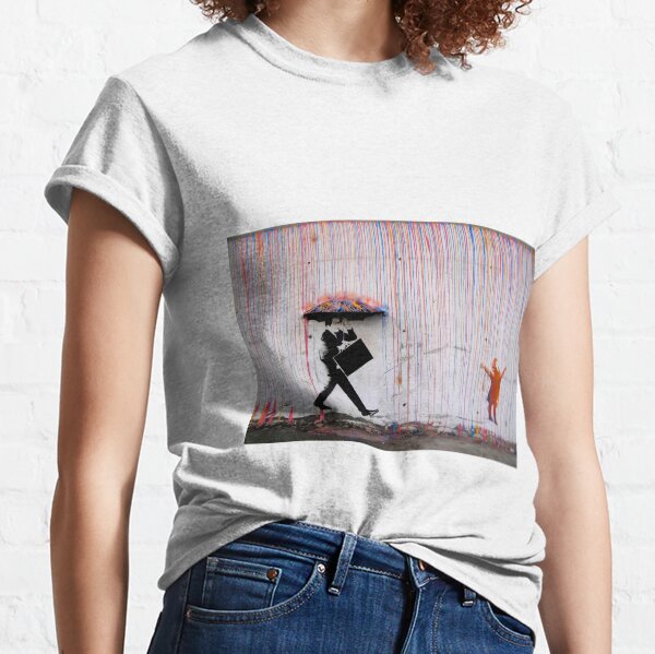 Banksy Umbrella Rainbow Happy Girl Classic T-Shirt