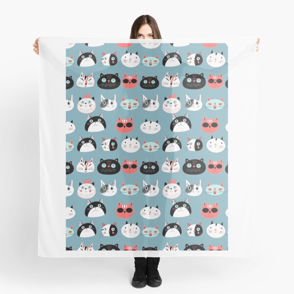 pattern amusing portraits of cats Scarf