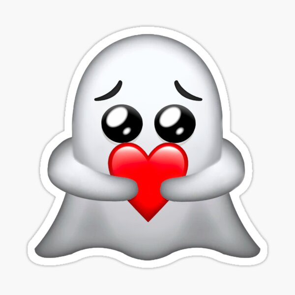 Ghost Holding Heart Emoji&quot; Sticker by The-Mage | Redbubble