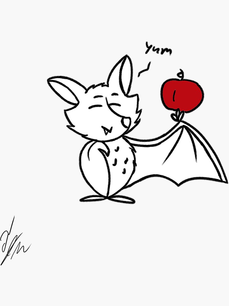"Happy Fruit Bat" Sticker by NCsketches Redbubble