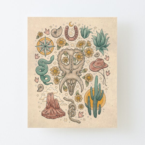 The Desert Sunflowers | Dinosaur Southwest Adventure Art | Natural History Explorer Canvas Mounted Print