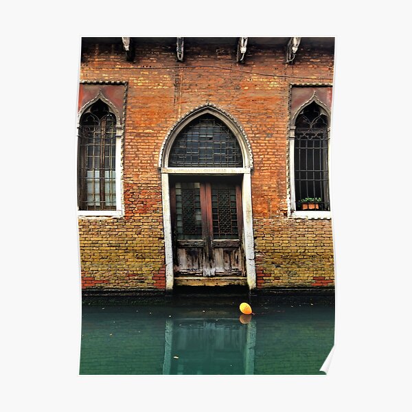 House entrance in Venice with balloon floating on water Poster