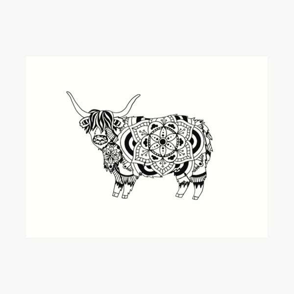 Highland Cow Mandala Art Print