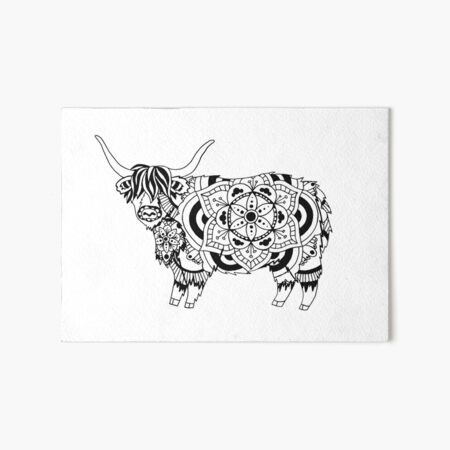 Highland Cow Mandala Art Board Print