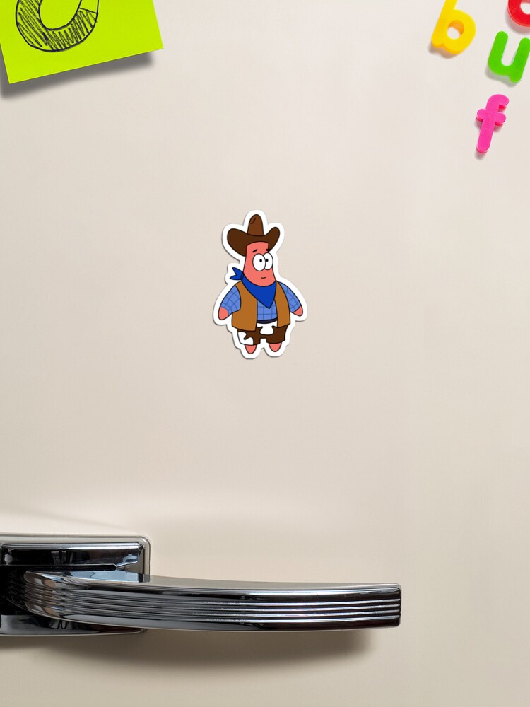Thumbnail 1 of 3, Magnet, patrick star in a cowboy outfit sticker designed and sold by kaylierim.