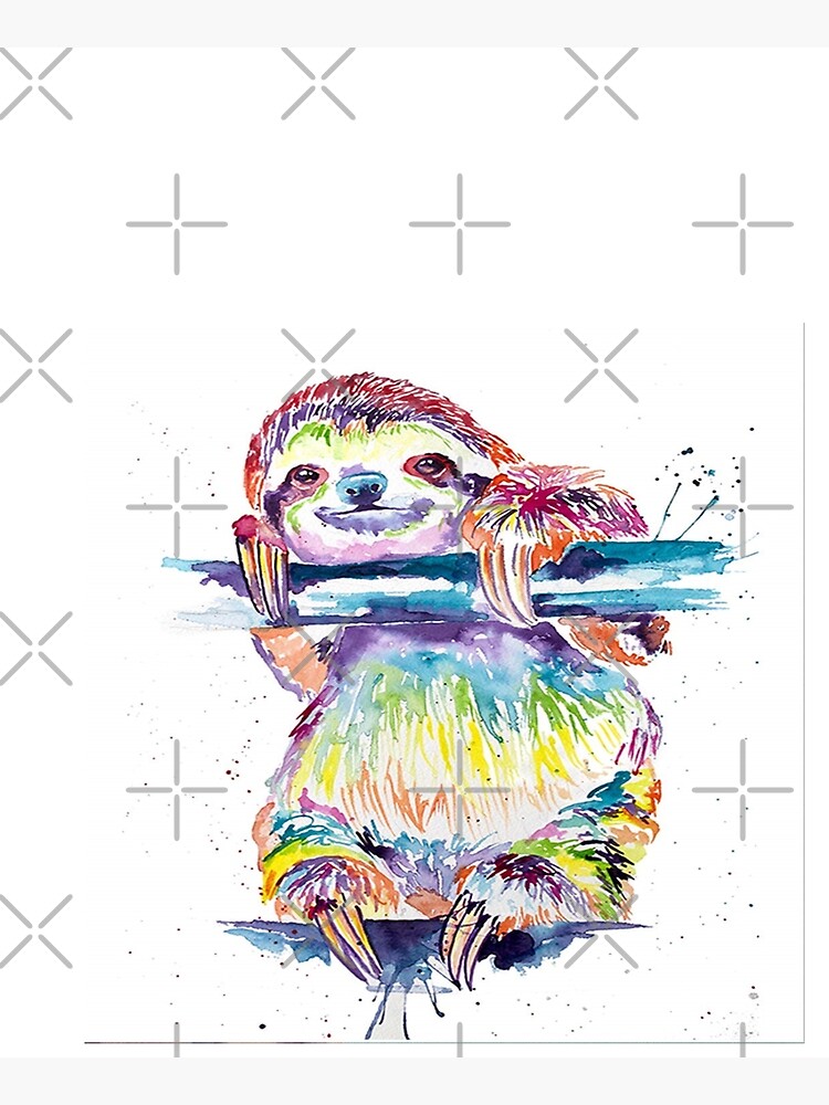 Colorful Sloth Art Print, Sloth Art, Sloth Watercolor, Watercolor Sloth, Sloth Love, Sloth Gift by PrintsOfPiece