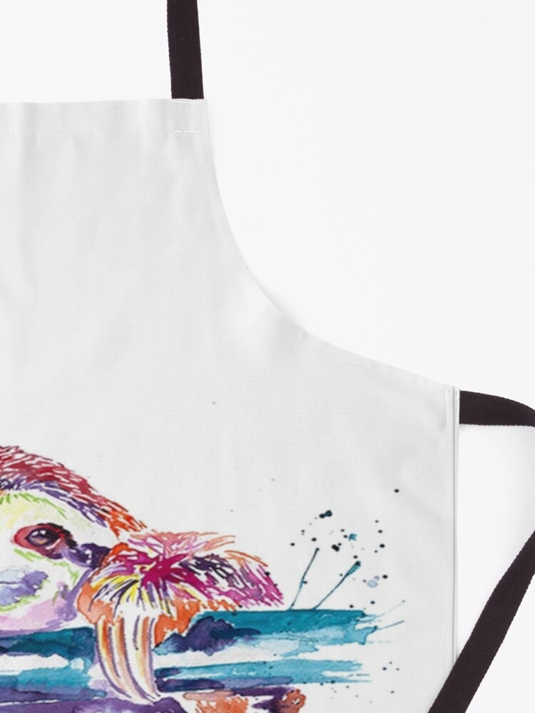 Alternate view of Colorful Sloth Art Print, Sloth Art, Sloth Watercolor, Watercolor Sloth, Sloth Love, Sloth Gift Apron
