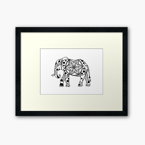 Elephant Mandala Framed Art Print