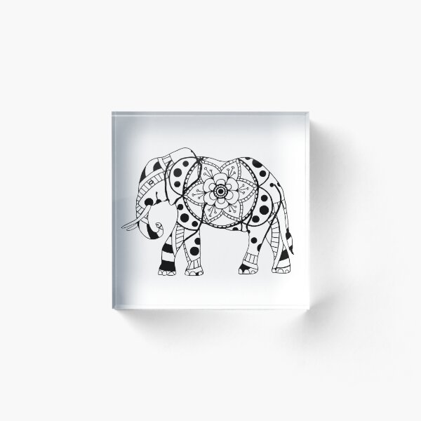 Elephant Mandala Acrylic Block