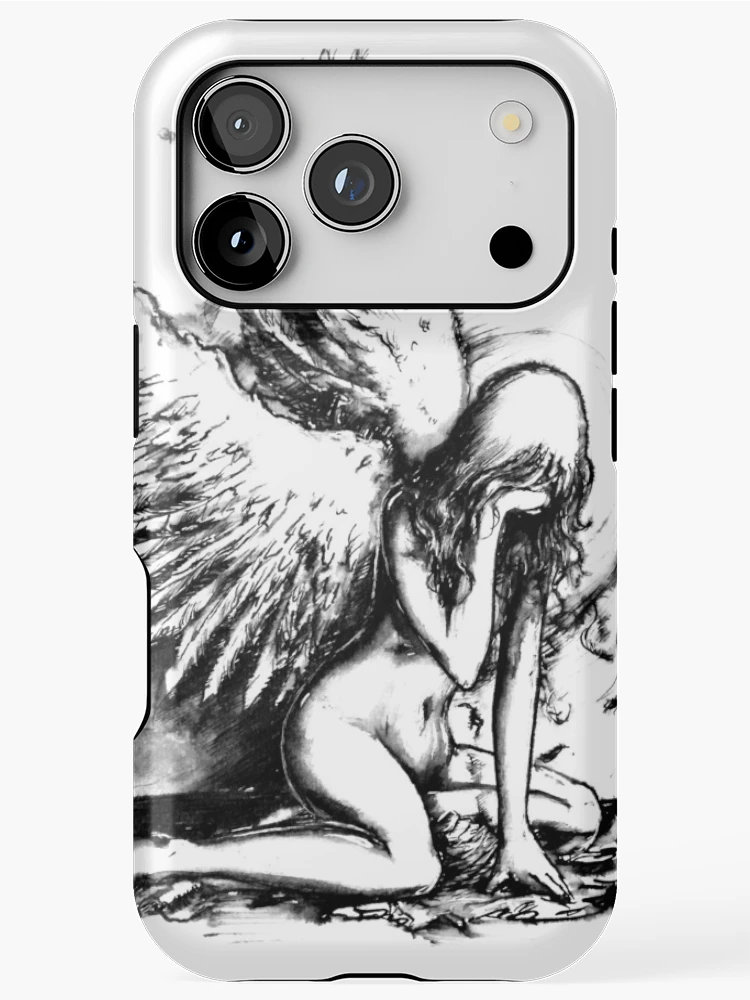Thumbnail 1 of 4, iPhone Case, Crying Fallen Angel Drawing designed and sold by aurielphoenix.