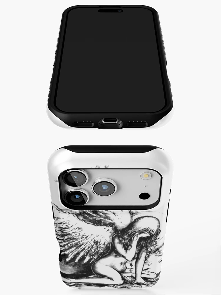 Thumbnail 3 of 4, iPhone Case, Crying Fallen Angel Drawing designed and sold by aurielphoenix.
