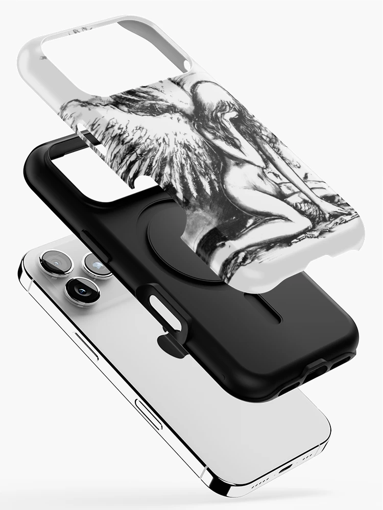 Thumbnail 2 of 4, iPhone Case, Crying Fallen Angel Drawing designed and sold by aurielphoenix.