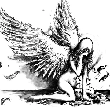 Artwork thumbnail, Crying Fallen Angel Drawing by aurielphoenix