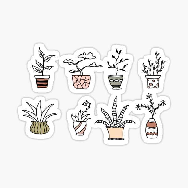 Plants stickers set  Work stickers, Cute doodle art, Cute stickers