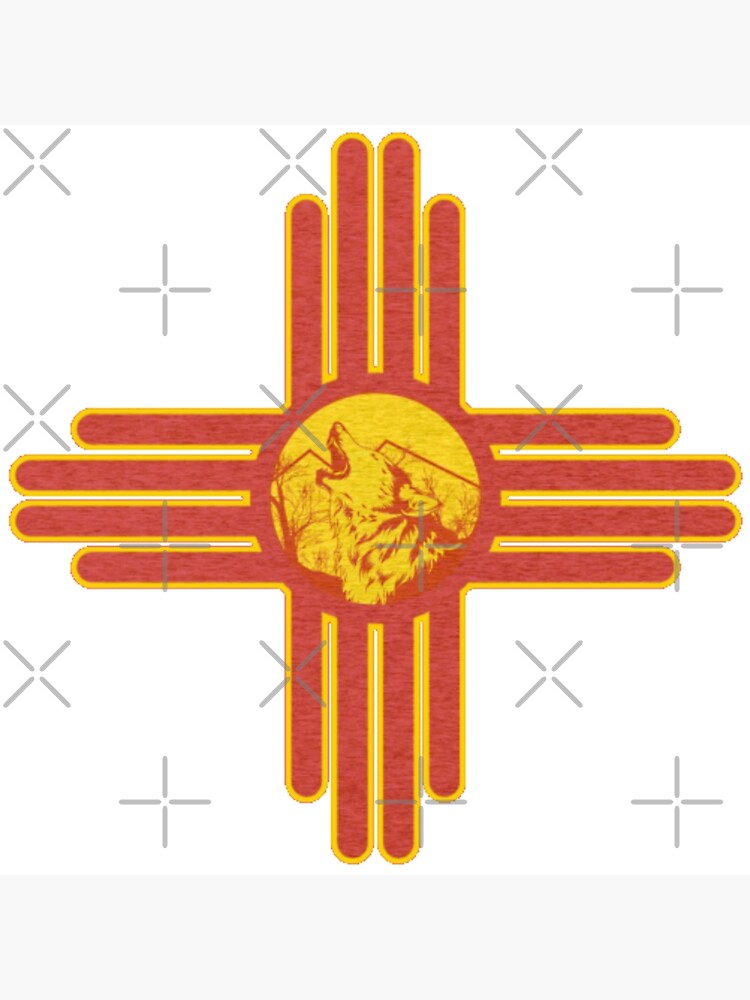 "Lone wolf New Mexico Flag Zia Symbol Nature wolf Southwest Sun