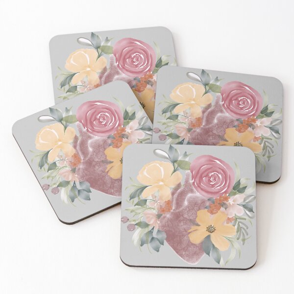 Item preview, Anatomy of Heart in watercolor with florals designed and sold by Harpley Design Studio.