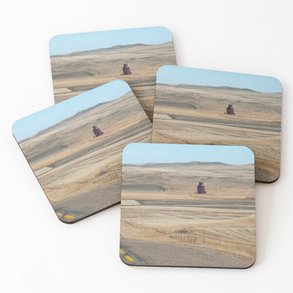 Item preview, two prairie grain elevators of in the distance  designed and sold by marvin barth.