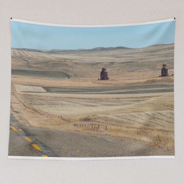 Item preview, two prairie grain elevators of in the distance  designed and sold by marvin barth.
