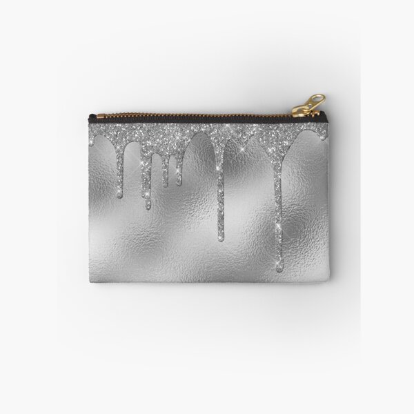 Artikelvorschau, Silbergrau Metallic Folie Glitter Drips entworfen und verkauft von ColorFlowArt.