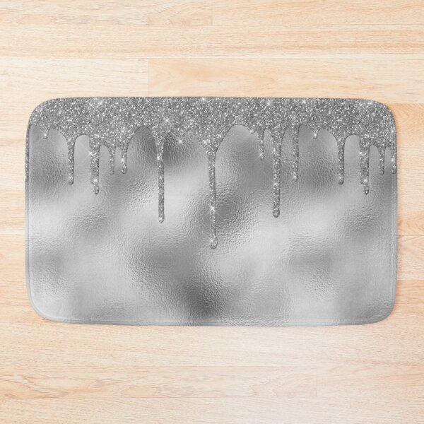 Item preview, Silver Grey Metallic Foil Glitter Drips  designed and sold by ColorFlowArt.