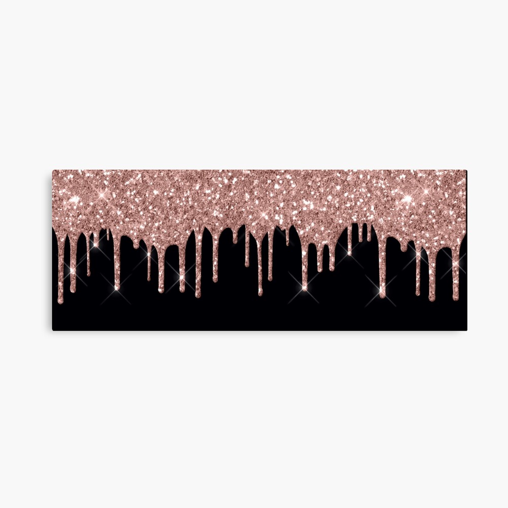 Black gold glitter drips sparkle glam wrapping paper