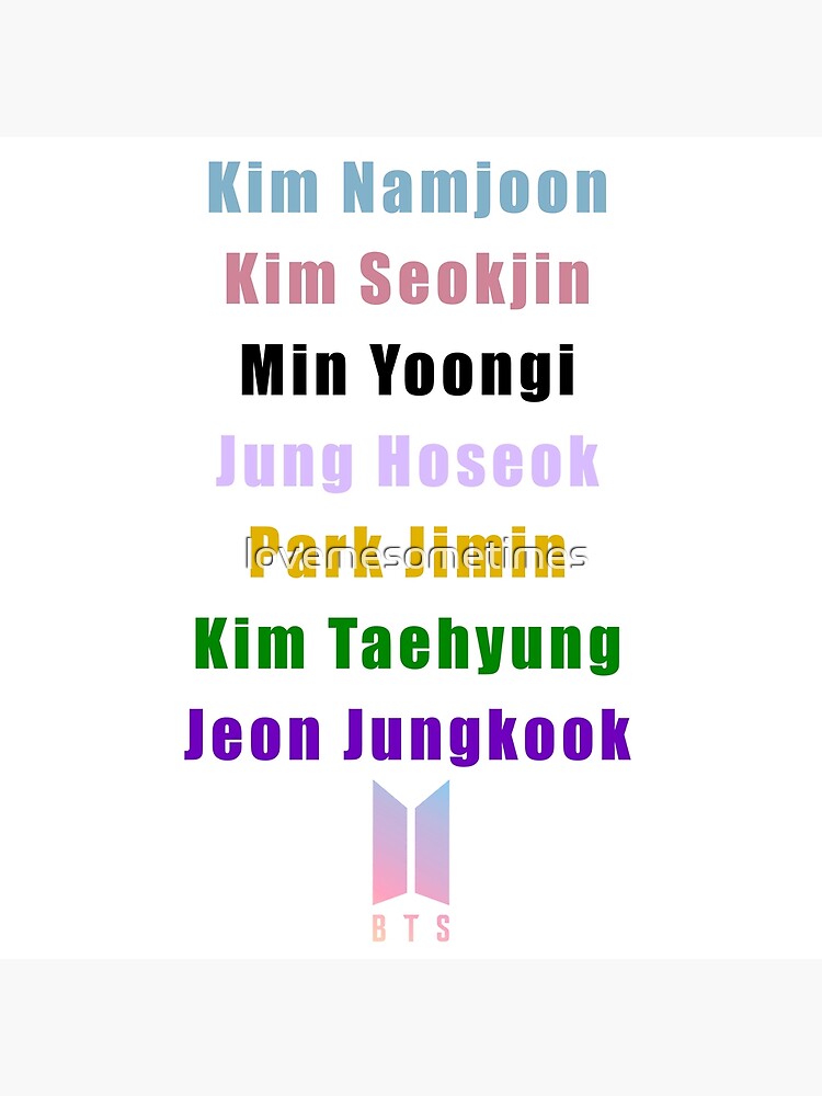 "BTS NAMES MIC COLORS" Poster by lovemesometimes | Redbubble