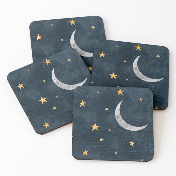 Artikelvorschau, Crescent Moon in the Night Sky with Gold Stars entworfen und verkauft von Mimi-Design.