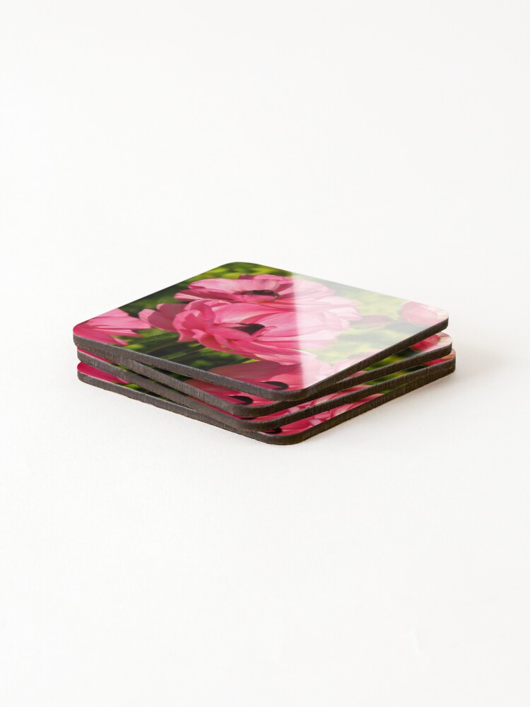 Thumbnail 4 of 5, Coasters (Set of 4), Pink Ranunculus #1 designed and sold by blossom.