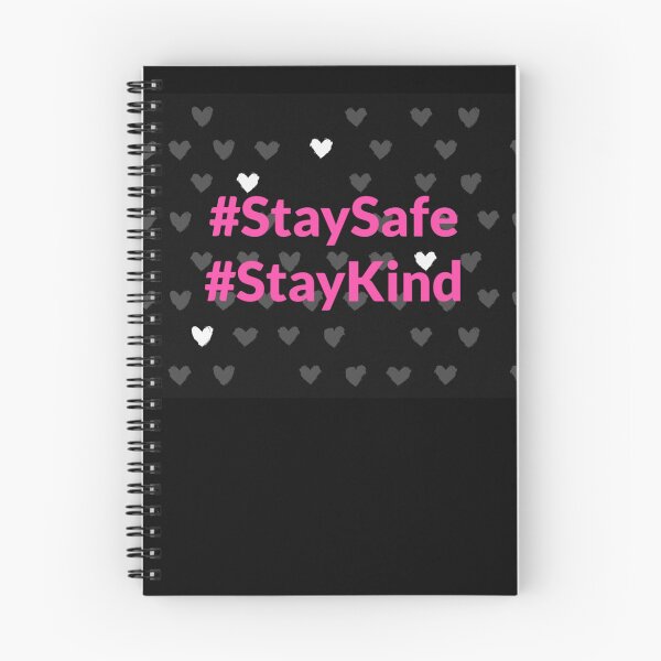 Item preview, Stay Safe & Kind Cute Heart Pattern Black & Pink designed and sold by FunShirtDesigns.