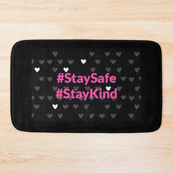 Item preview, Stay Safe & Kind Cute Heart Pattern Black & Pink designed and sold by FunShirtDesigns.
