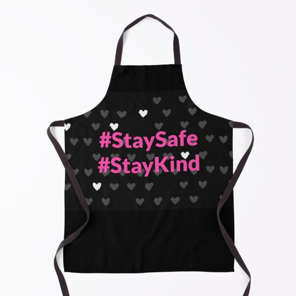 Item preview, Stay Safe & Kind Cute Heart Pattern Black & Pink designed and sold by FunShirtDesigns.