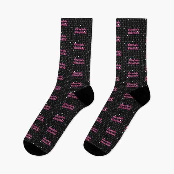 Item preview, Stay Safe & Kind Cute Heart Pattern Black & Pink designed and sold by FunShirtDesigns.
