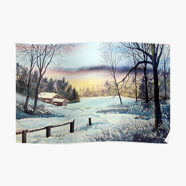 Cottage in Winter Poster