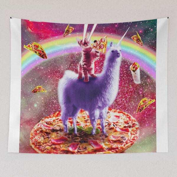 Item preview, Laser Eyes Outer Space Cat Riding On Llama Unicorn designed and sold by SkylerJHill.
