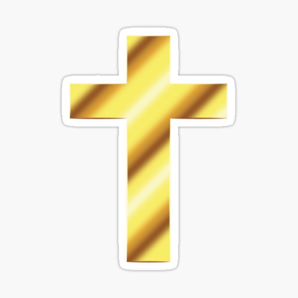 Gold Cross Stickers Redbubble - bright golden cross necklace roblox