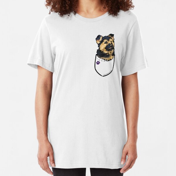 German Shepherd Fake Pocket T-Shirt Dog Cute Top Animal Lover Puppy T Shirt
