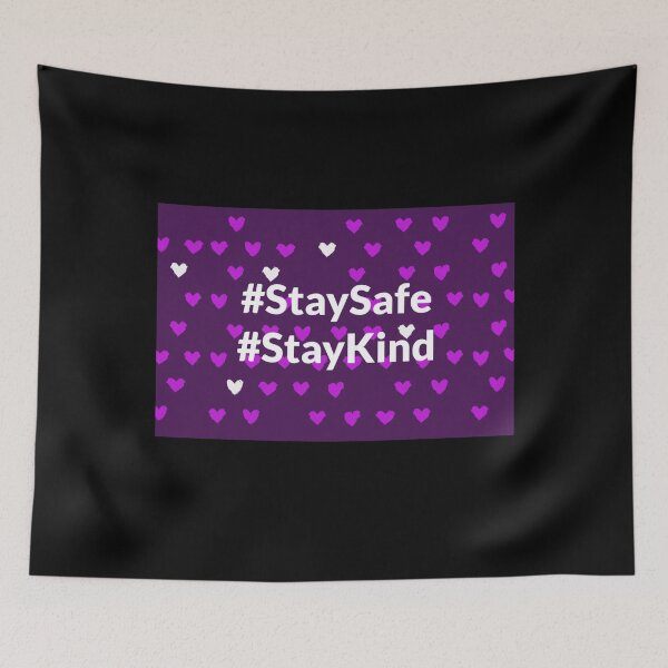 Item preview, Stay Safe & Kind Cute Heart Pattern Purple designed and sold by FunShirtDesigns.