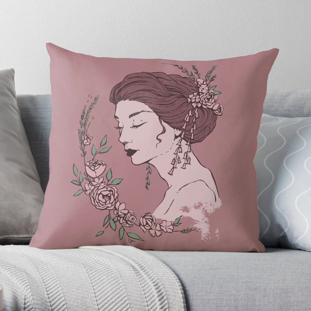 Persephone - Pink Throw Pillow for Sale by ForlornFables | Redbubble