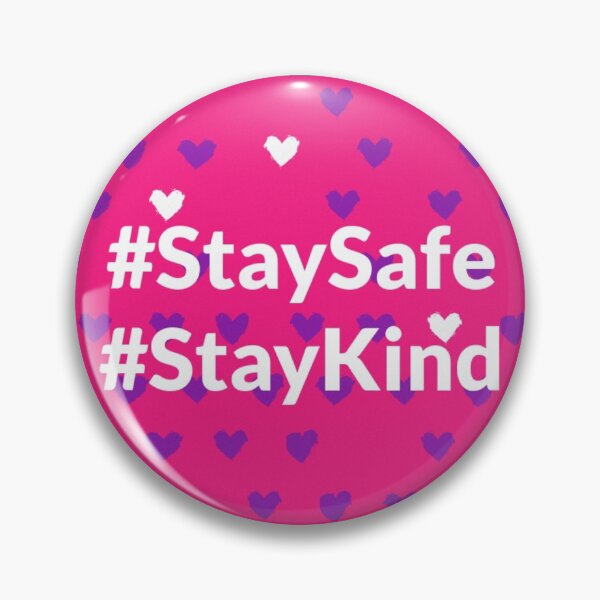 Item preview, Stay Safe & Kind Cute Heart Pattern Pink & Purple designed and sold by FunShirtDesigns.