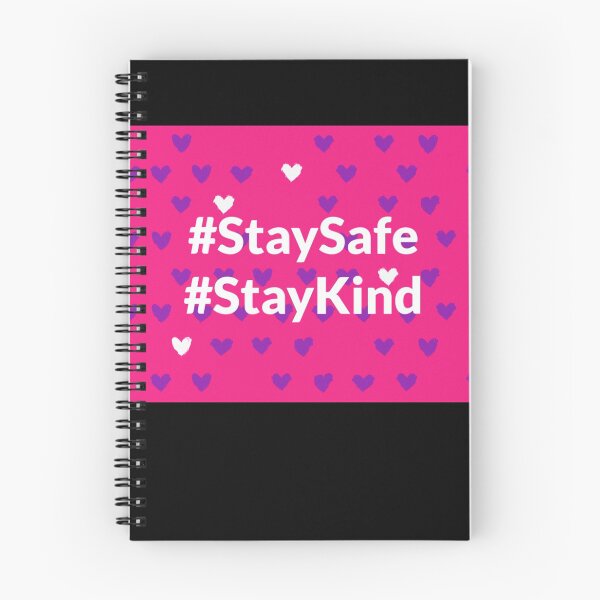 Item preview, Stay Safe & Kind Cute Heart Pattern Pink & Purple designed and sold by FunShirtDesigns.