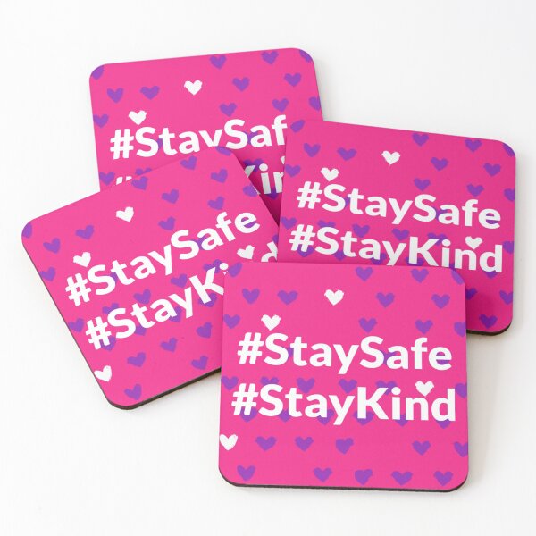 Item preview, Stay Safe & Kind Cute Heart Pattern Pink & Purple designed and sold by FunShirtDesigns.